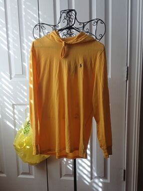 Polo by Ralph Lauren Men’s Yellow Long-Sleeve Hooded Shirt